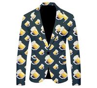Funny Beer Jacket Men's Christmas Suit Christmas Lighting Festive Jacket Tailored Party Costumes 80s Beer Suit Jogging Jacket Bad Taste Fancy Dress Costumes Free Set Lightweight Tuxedo Suits,