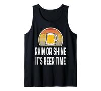 Funny Beer Lover Drinking Mug Rain Shine Its Beer Time Retro Tank Top