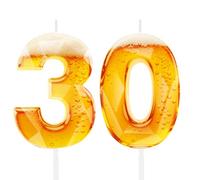 Funny Beer Themed Birthday Candles for Men, 30th Birthday Cake Topper Decorations for Beer Lovers, Novelty Design Party Supplies for 30 Year Old Dad Husband Grandpa
