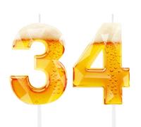 Funny Beer Themed Birthday Candles for Men, 34th Birthday Cake Topper Decorations for Beer Lovers, Novelty Design Party Supplies for 34 Year Old Dad Husband Grandpa