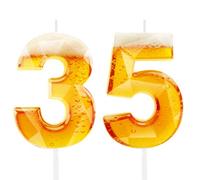 Funny Beer Themed Birthday Candles for Men, 35th Birthday Cake Topper Decorations for Beer Lovers, Novelty Design Party Supplies for 35 Year Old Dad Husband Grandpa
