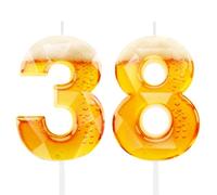 Funny Beer Themed Birthday Candles for Men, 38th Birthday Cake Topper Decorations for Beer Lovers, Novelty Design Party Supplies for 38 Year Old Dad Husband Grandpa