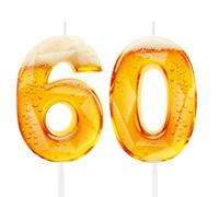 Funny Beer Themed Birthday Candles for Men, 60th Birthday Cake Topper Decorations for Beer Lovers, Novelty Design Party Supplies for 60 Year Old Dad Husband Grandpa