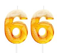 Funny Beer Themed Birthday Candles for Men, 66th Birthday Cake Topper Decorations for Beer Lovers, Novelty Design Party Supplies for 66 Year Old Dad Husband Grandpa