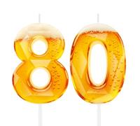 Funny Beer Themed Birthday Candles for Men, 80th Birthday Cake Topper Decorations for Beer Lovers, Novelty Design Party Supplies for 80 Year Old Dad Husband Grandpa