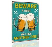Funny Beer Warning Metal Sign - "A Beer May Hide Another One" Humorous Aluminum Plaque for Bar & Man Cave 8x12 Inch (2559)