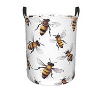 Funny Bees, Circular Hamper – Stylish Water-Resistant Storage Basket With Full-Print Design, Durable Oxford Cloth Laundry Basket For Home, Bathroom, Kitchen & Kids Room