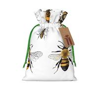 (Funny Bees) Drawstring Gift Bags for Birthday Party Christmas Reusable Holiday Wrap Bags Medium Size