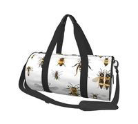 Funny Bees Duffle Bag With Shoes Compartment And Adjustable Strap,Foldable Travel Duffel Bags For Men Women,Waterproof Duffel Bags, Black, One Size