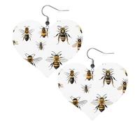 Funny Bees Elegant Leather Heart-Shaped Earrings-Fashionable And Unique Accessories For Everyday Wear