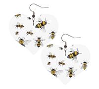 Funny Bees Elegant Leather Heart-Shaped Earrings-Fashionable And Unique Accessories For Everyday Wear