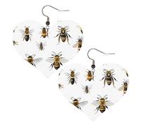 Funny Bees Elegant Leather Heart-Shaped Earrings-Fashionable And Unique Accessories For Everyday Wear