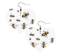 Funny Bees Elegant Leather Heart-Shaped Earrings-Fashionable And Unique Accessories For Everyday Wear