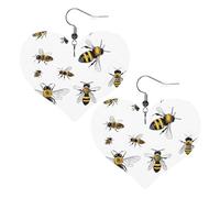 Funny Bees Elegant Leather Heart-Shaped Earrings-Fashionable And Unique Accessories For Everyday Wear
