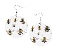 Funny Bees Elegant Leather Round Earrings-Fashionable And Unique Accessories For Everyday Wear