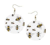 Funny Bees Elegant Leather Round Earrings-Fashionable And Unique Accessories For Everyday Wear
