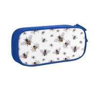 Funny Bees Large Capacity Double Layer Pencil Case,Customizable Full Print Polyester Fabric Organizer-School, Office, Travel Makeup Pouch