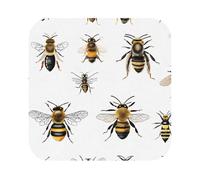 (Funny Bees) Leather Coaster Set Of 6 Premium Square Drink Coasters For Home Office Restaurant Bar