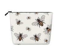Funny Bees Print Makeup Bag Travel Toiletry Bag,Travel Makeup Bag,Portable Women Makeup Organizer Case