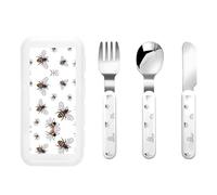 Funny Bees Print Utensils Silverware Set,Safe Spoons and Forks Knife, Stainless Steel,Dishwasher Sa