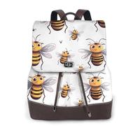 Funny Bees Print Women Fashion Backpack Ladies Pu Leather Backpacks Handbag Waterproof Rucksack Travel Backpack with Flap