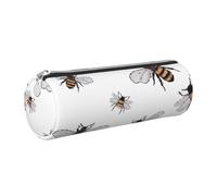 Funny Bees Print Women Men Pencil Case Cylindrical Lightweight Pen Pouch Office Stationery Organizer
