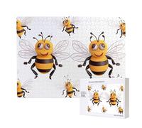 Funny Bees Printed 500 Pieces Jigsaw Puzzle with Storage Box, Wooden Puzzle for Adults and Kids, Family Fun Decorative Game, 52x38 CM