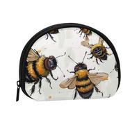 Funny Bees Printed Coin Purse for Women Cute Small Change Wallet Mini Coin Purses Pouch with Zipper