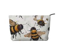 Funny Bees Printed Makeup Bag Corduroy Travel Cosmetic Bags Cosmetic Case Toiletry Bag Organizer for Women Mom Girls