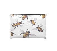 Funny Bees Reusable Paper Cosmetic Bag Waterproof & Lightweight for Travel, School & Daily Use Full-Print Design Women, Students, Eco-Conscious