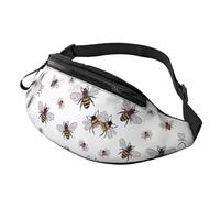 Funny Bees Waist Bag Bumbags for Men Women, Print Polyester Waist Pack for Travel Walking Sport with Adjustable Strap