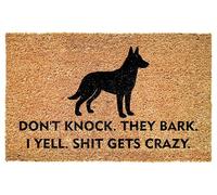 Funny Belgian Malinois Entrance Doormat - Don't Knock They Bark I Yell Gets Crazy - Bold Quote for Porch - Patio - Indoor Decor - Durable Non Slip Floor Mat - Pet Owners - Everyday Use