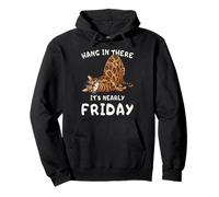 Funny Bengal Cat Hang In There Almost Friday Mood Pullover Hoodie