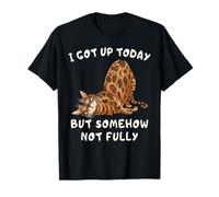 Funny Bengal Cat Morning Mood Half Awake Humor T-Shirt