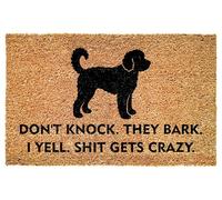 Funny Bernedoodle Entrance Doormat - Don't Knock They Bark I Yell Gets Crazy - Bold Quote for Porch - Patio - Indoor Decor - Durable Non Slip Floor Mat - Pet Owners - Everyday Use