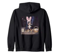Funny Bernese Mountain Dog Bunny Ears Smoking Easter Eggs Zip Hoodie
