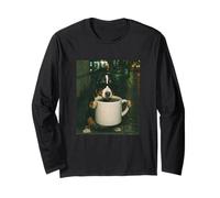 Funny Bernese Mountain Dog Coffee Meme Retro Urban Gen Z Long Sleeve T-Shirt
