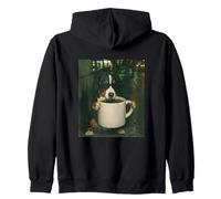 Funny Bernese Mountain Dog Coffee Meme Retro Urban Gen Z Zip Hoodie
