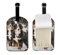 Funny Bernese Mountain Dog,Luggage Tags Pu Leather Name Tag Travel Suitcase Identifier ID Tags Durable Baggage Label 2 pcs