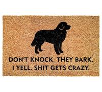 Funny Bernese Mountain Entrance Doormat - Don't Knock They Bark I Yell Gets Crazy - Bold Quote for Porch - Patio - Indoor Decor - Durable Non Slip Floor Mat - Pet Owners - Everyday Use