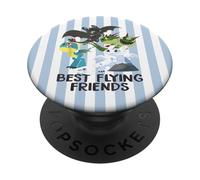 Funny Best Flying Friends Dragon Blue Stripes Aesthetic PopSockets Adhesive PopGrip