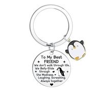 Funny Best Friend Keyring Friendship Gifts for Women Penguin Keyring