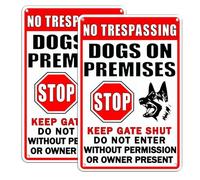 Funny Beware of Dog Sign Warning Do Not Enter Metal Signs, 2 Pack No Trespassing Dogs On Premises Tin Signs Dog In Yard Stop Keep Gate Closed Sign Fence Door Outdoor Decorations 8x12 Inch
