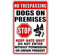 Funny Beware Of Dog Sign Warning DoEnter Metal Signs No Trespassing Dogs On Premises Tin Signs Dog In Yard Stop Keep Gate Closed Sign For Fence Door Outdoor Decorations 8x12 Inch