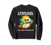 Funny Bichon Frise Dog Design I Work Hard Bichon Frise Lover Sweatshirt