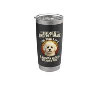 Funny Bichon Frise Never Underestimate A Woman Dog Mom Stainless Steel Insulated Tumbler