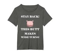 Funny Big Butt Butt Makes Wide Turns Piggy T-Shirt, Women's Plus, Asphalt, 3X