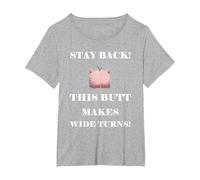 Funny Big Butt Butt Makes Wide Turns Piggy T-Shirt, Women's Plus, Heather Grey, 3X