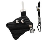 Funny Big Eye Croissant-Shaped Coin Purse Keychain Cartoon Pendant Charm for Backpack Mini Cosmetic Bag for Women Pocket Lipstick Bag Data Cable Organizer, Black, Fashion