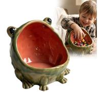 Funny Big-Mouth Frog Candy Dish Ceramic Statue, Cute Animal Key Bowl for Entryway Table, Decorative Frog Figurine Jewelry Tray Organizer, Fun Desktop Storage for Office Home Kitchen Decor